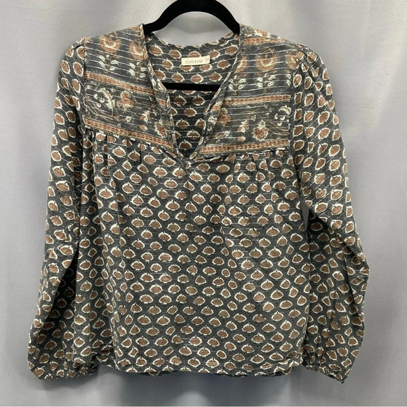 Block Print Peasent Blouse - Picture 1 of 6